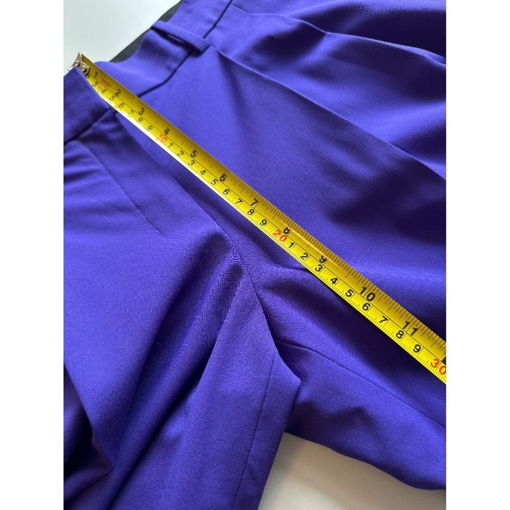 Theory Pleated Low-Rise Wide Leg Pant in Good Wool - Blue Iris (Purple) | Size 2 - Picture 11 of 12